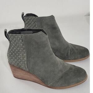 Toms Wedge Booties Womens 9 Suede Boho Cottagecore Hippie Punk Rock Booties